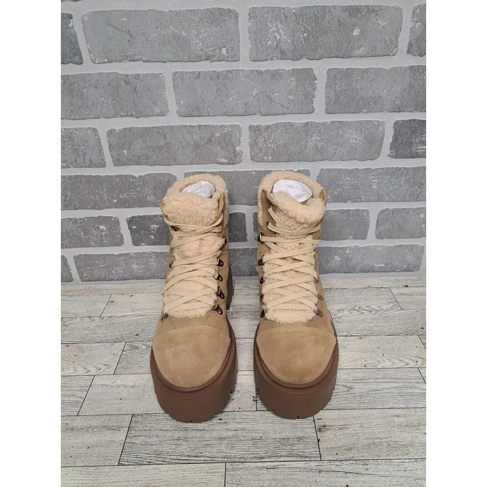 Steve Madden Reyen Suede Faux Fur Shearling Cold Weather Lug Sole Platforms Boot